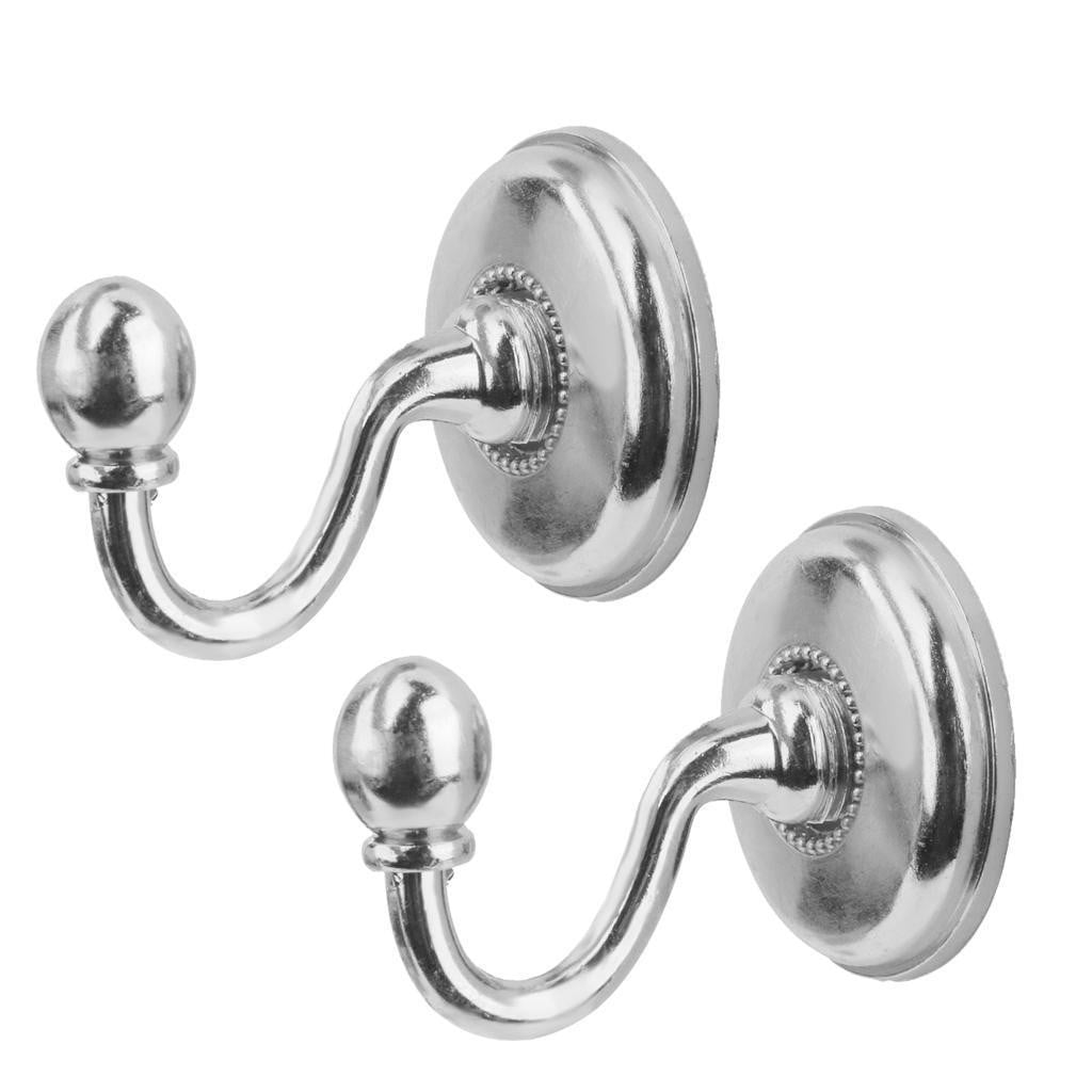 WQQZJJ Organization And Storage 2x Metal Curtain Holdback Wall Tie Back Hooks Hanger Holder Window Curtain Hooks On Clearance Silver