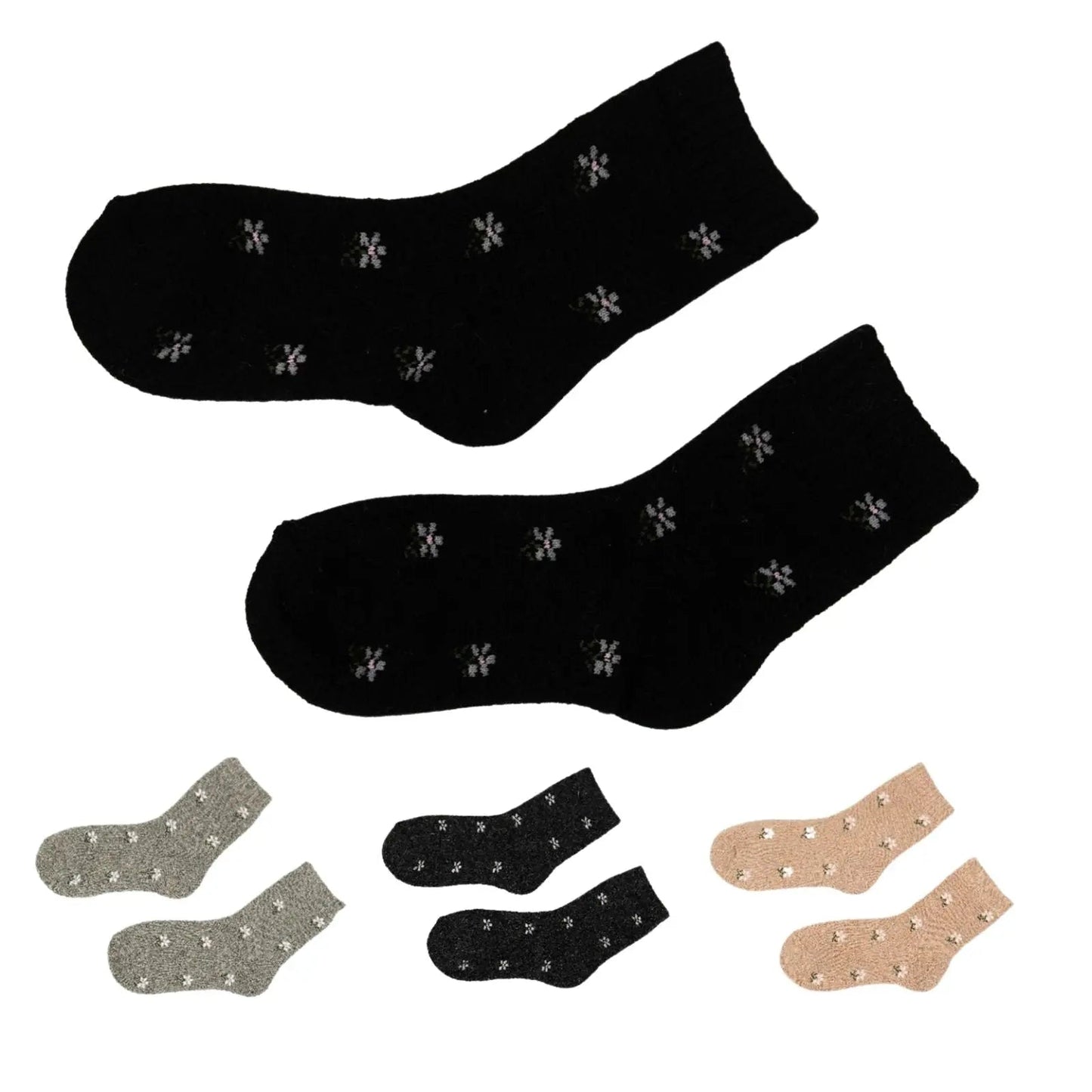 4 Pairs Floral Wool Socks For Women