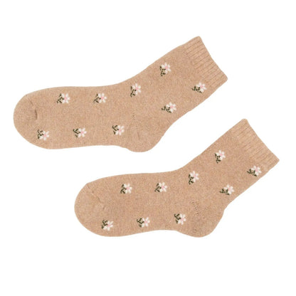 4 Pairs Floral Wool Socks For Women