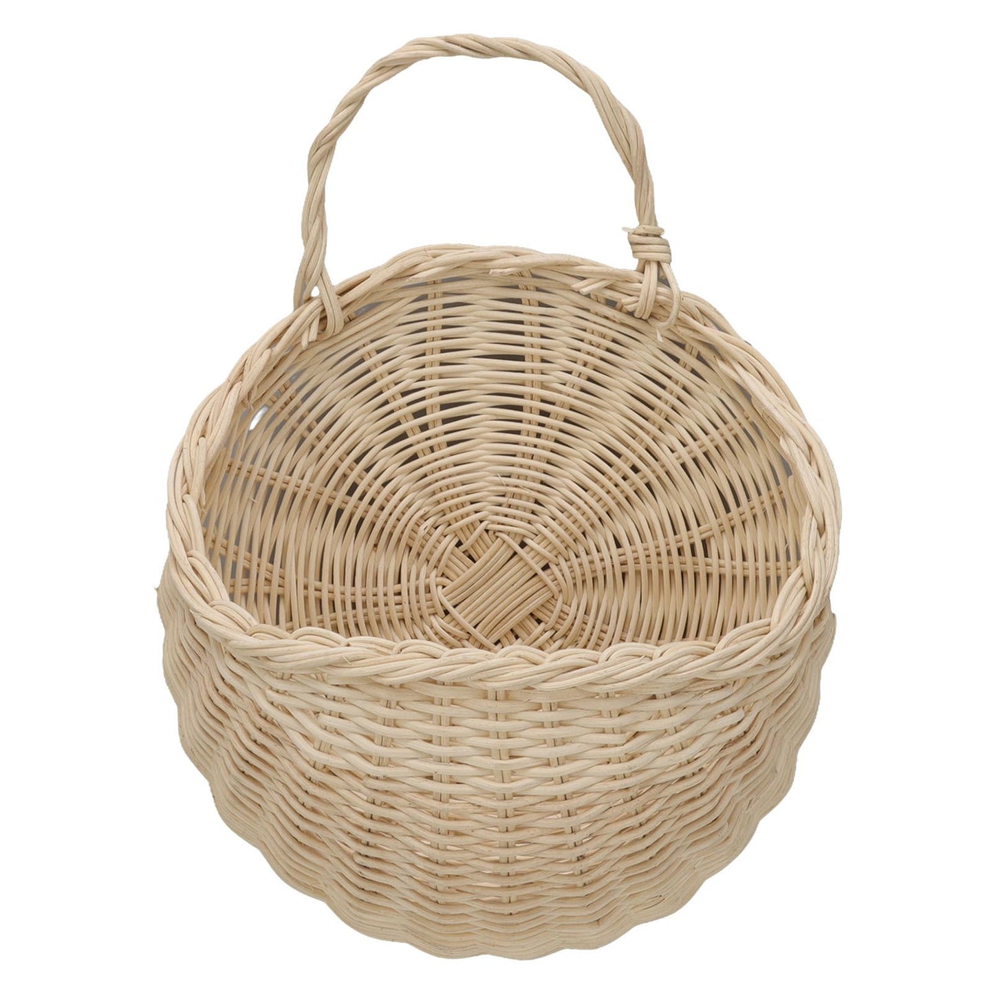 Wall Hanging Rattan Basket Multifunctional Wall Mounted Woven Storage Basket for Home Beige