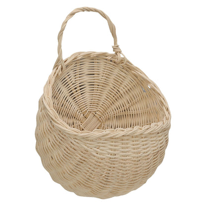 Wall Hanging Rattan Basket Multifunctional Wall Mounted Woven Storage Basket for Home Beige