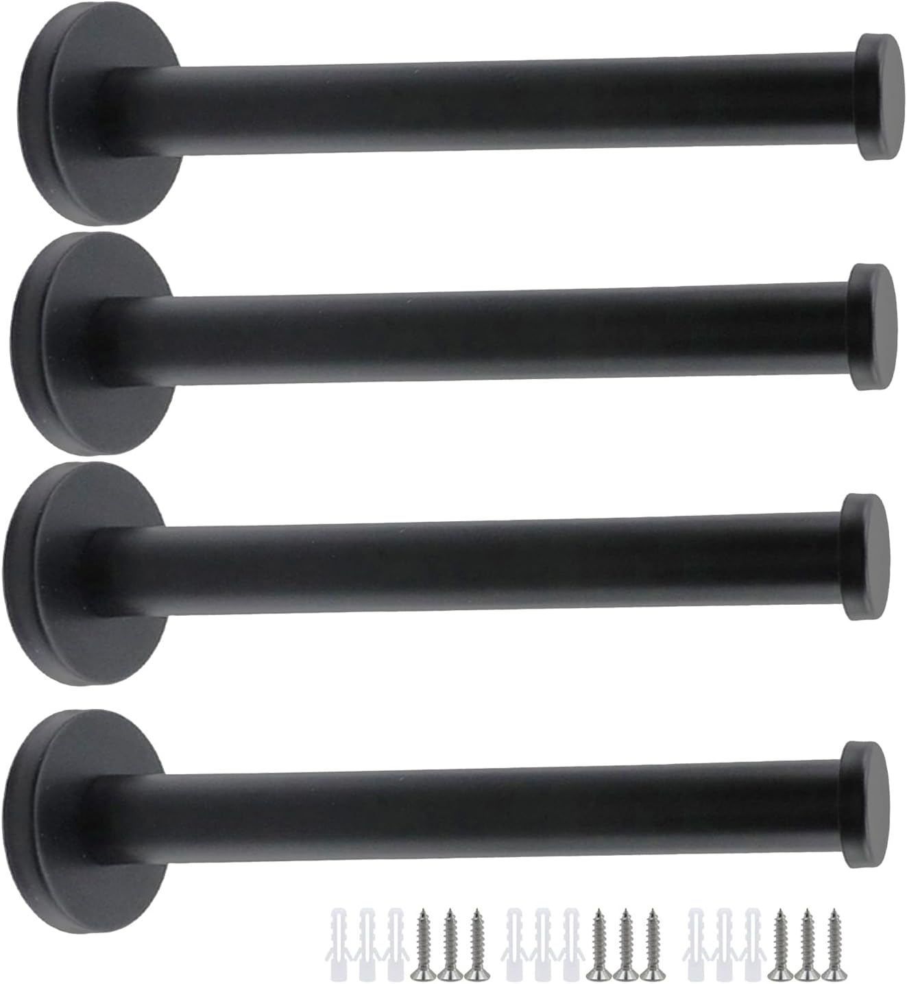 Wall Hooks Heavy Duty Coat Hooks Stainless Steel Clothes Hanger for Hanging Bathroom Towels Handbag Black 6-inch Length with 16mm Shank Dia - Pack of 4