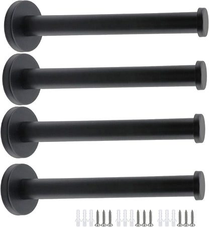 Wall Hooks Heavy Duty Coat Hooks Stainless Steel Clothes Hanger for Hanging Bathroom Towels Handbag Black 6-inch Length with 16mm Shank Dia - Pack of 4