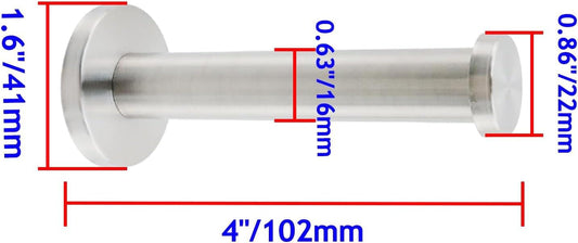 Stainless steel wall hook, 4 in length, 16 mm shank diameter