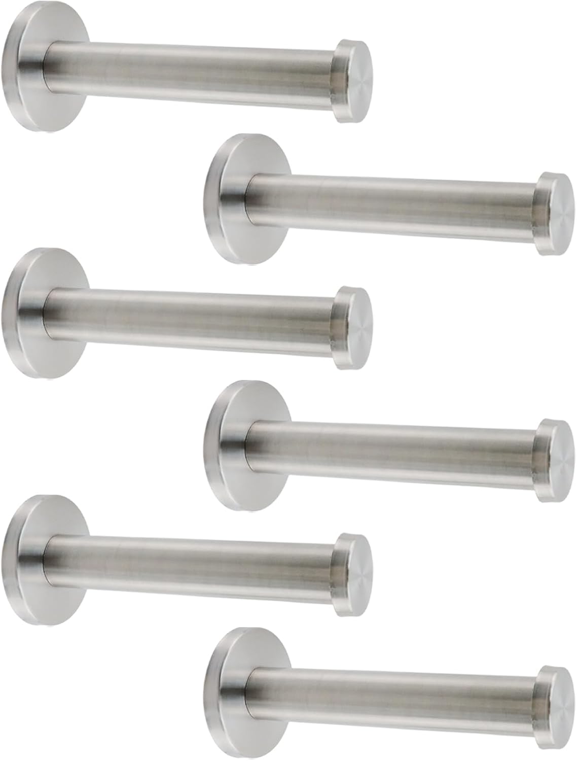 Wall Hooks Heavy Duty Coat Hooks Stainless Steel Clothes Hanger for Hanging Bathroom Towels Handbag Silver 4-inch Length with 16mm Shank Dia - Pack of 6