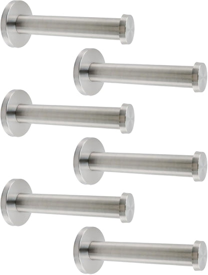 Wall Hooks Heavy Duty Coat Hooks Stainless Steel Clothes Hanger for Hanging Bathroom Towels Handbag Silver 4-inch Length with 16mm Shank Dia - Pack of 6