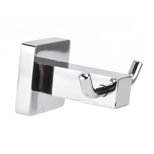 Stainless steel wall coat hook with double-prong curved hanger