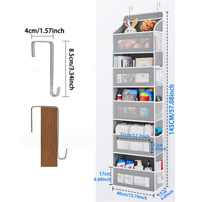 Wall-mounted Doll Rack with Hooks, Multi-functional Storage for Door Hanging, Black