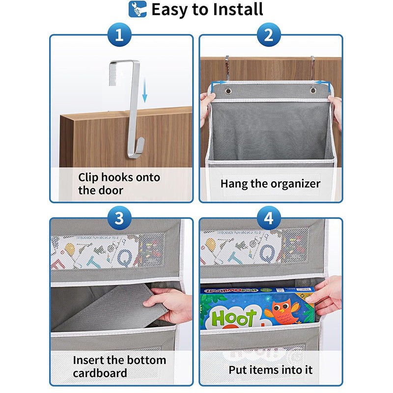 Wall-mounted doll rack with hooks, multi-functional storage rack, pink dolls, can be hung on a door