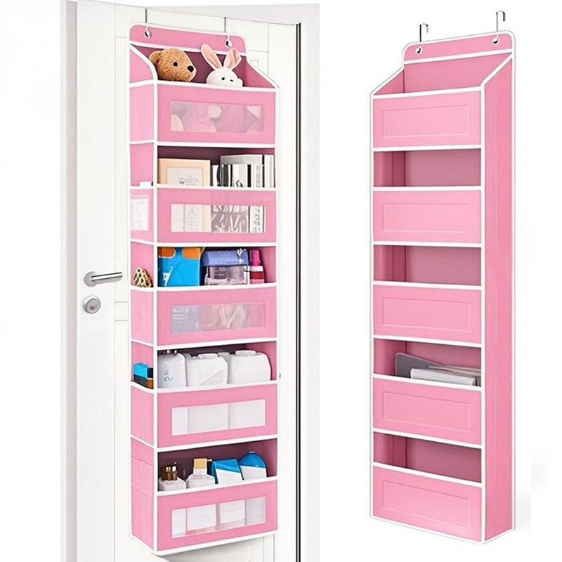 Wall-mounted doll rack with hooks, multi-functional storage rack, pink dolls, can be hung on a door