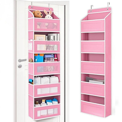 Wall-mounted doll rack with hooks, multi-functional storage rack, pink dolls, can be hung on a door