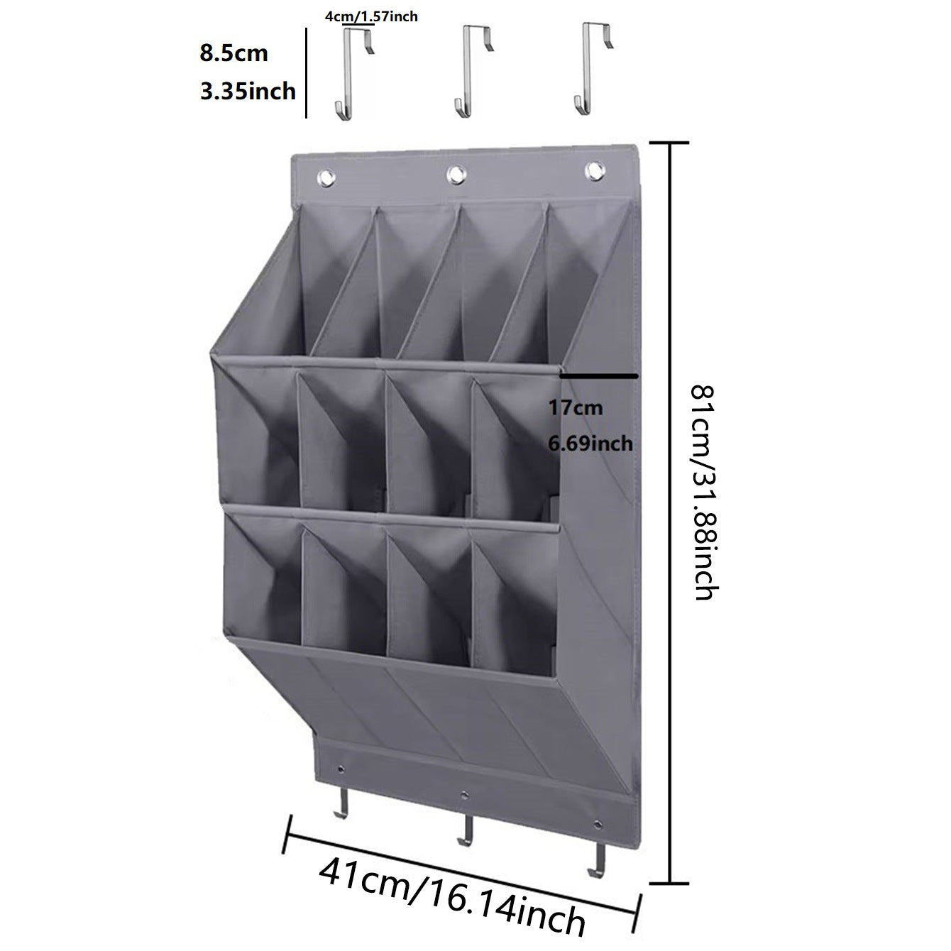 Wall-mounted shoe hat rack with hooks, black, multi-functional storage for door hanging