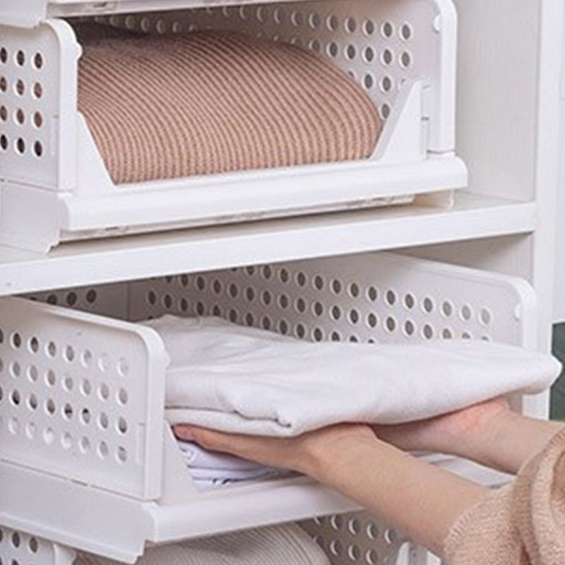 Wardrobe Foldable Storage Basket Layered Divider Drawer Rack Stackable Clothes Organizing Basket 33x43x14cm/13.0x16.9x5.5in