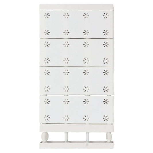 Extendable storage partition board with white floral pattern and adjustable rod base
