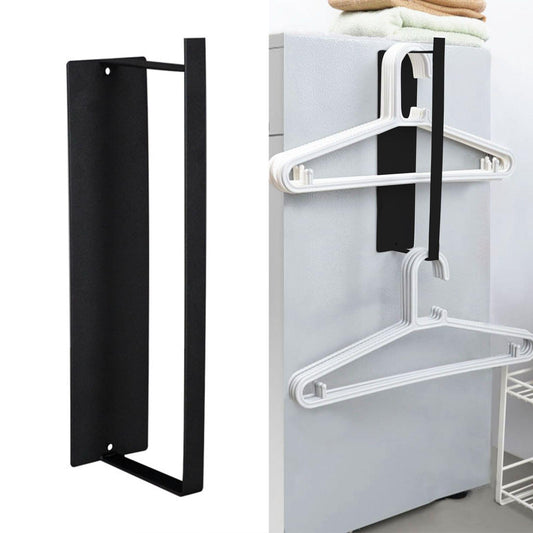 Magnetic side hanger rack with two white bars and black magnetic mounting plates
