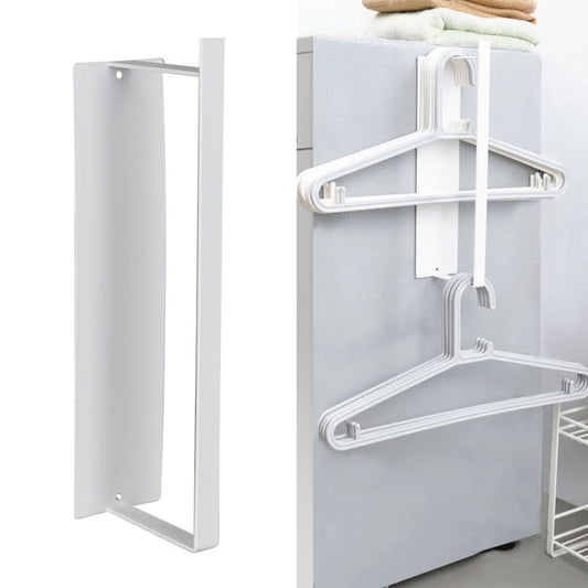 White magnetic side hanger rack with wall-mounted vertical bracket and two towel bars