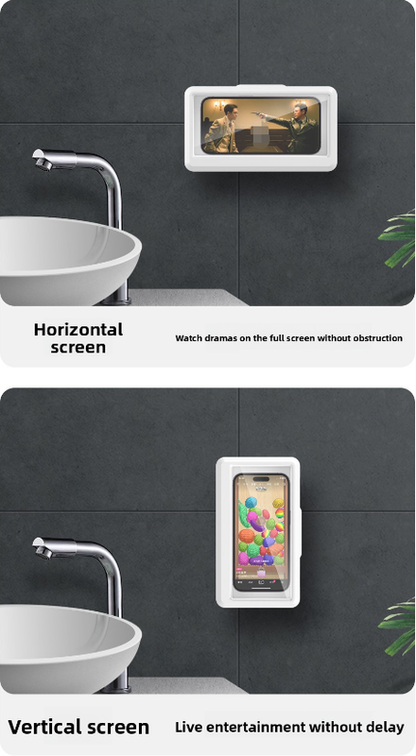 Waterproof Shower Phone Holder Wall Mount with Aromatherapy - 360° Rotating & Retractable Anti-Fog Case - Drill-Free Bathroom & Kitchen Mobile Stand - Pink