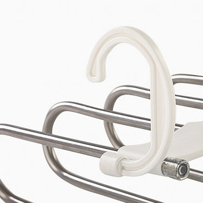 White Foldable Pants Rack Hanger Multifunctional Multi Layer Pants Folding Trouser Hanging Rack