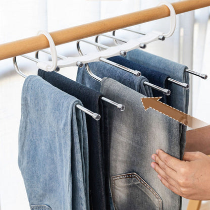 White Foldable Pants Rack Hanger Multifunctional Multi Layer Pants Folding Trouser Hanging Rack