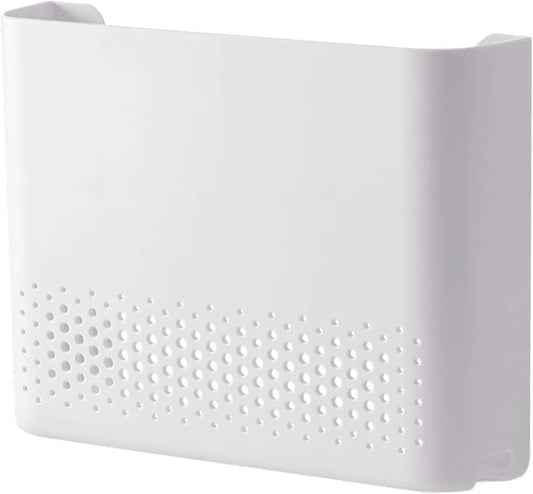 White ABS wall-mounted router storage box with front ventilation holes