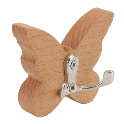 Wooden Butterfly Wall Hook Wood Wall Mounted Hanger for Coat Clothes Hat Towel