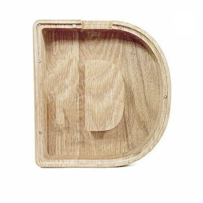 Wooden Piggy Bank Funny Letter or Guitar Coin Saving Money Box A–Z Gift Idea - D