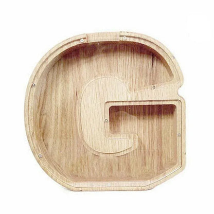 Wooden Piggy Bank Funny Letter or Guitar Coin Saving Money Box A–Z Gift Idea - G