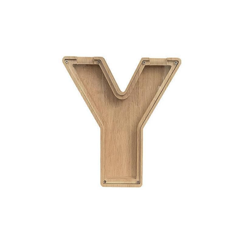 Wooden Piggy Bank Funny Letter or Guitar Coin Saving Money Box A–Z Gift Idea - Y