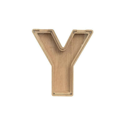 Wooden Piggy Bank Funny Letter or Guitar Coin Saving Money Box A–Z Gift Idea - Y