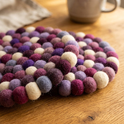 Plum Violet Purple Wool Felt Trivet Heat Mat – Handmade Pot Mat