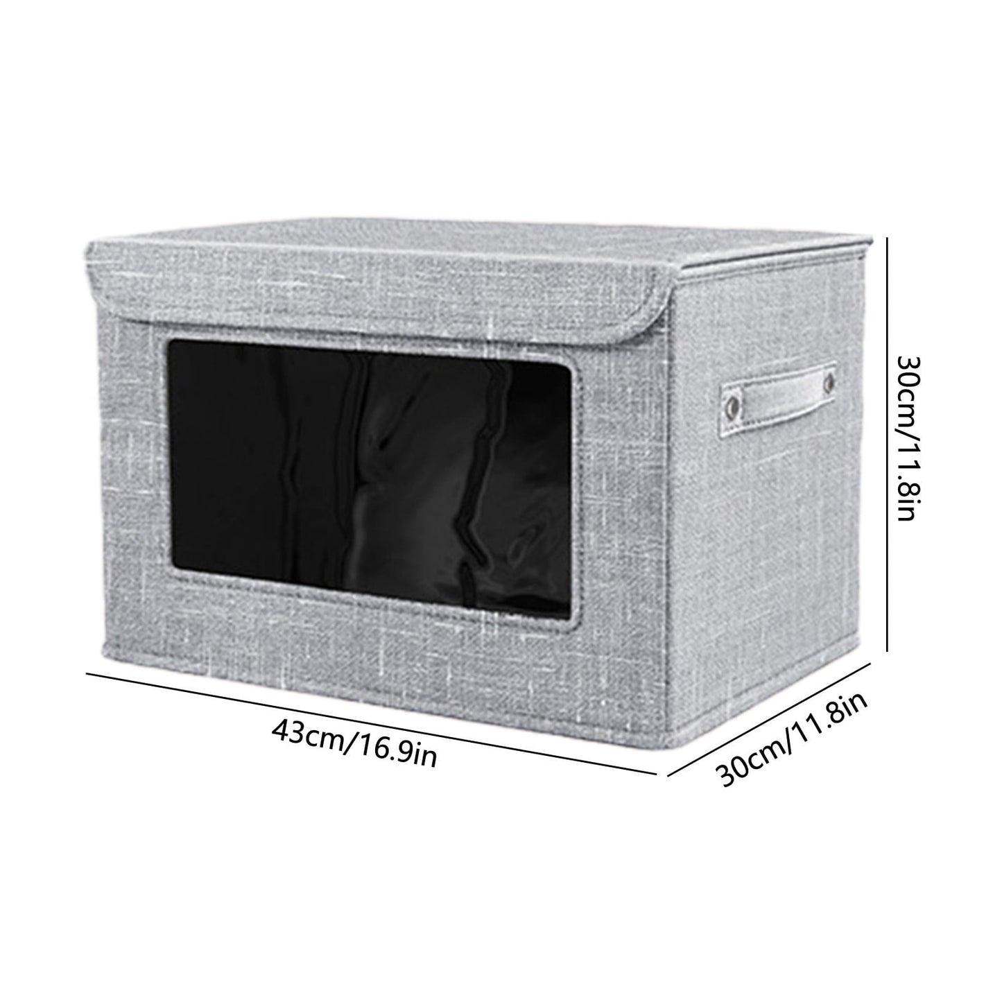 Visible Window Gray Linen Storage Box - Foldable & Durable