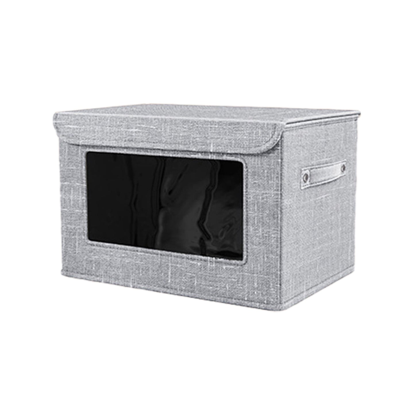 Wzzjkit Clothes Storage Bins, Foldable Storage Bin for Clothes, Clothing Storage Bins with Lid, Linen Storage Box with Clear Window＆ Zippers＆ Sturdy Handles M