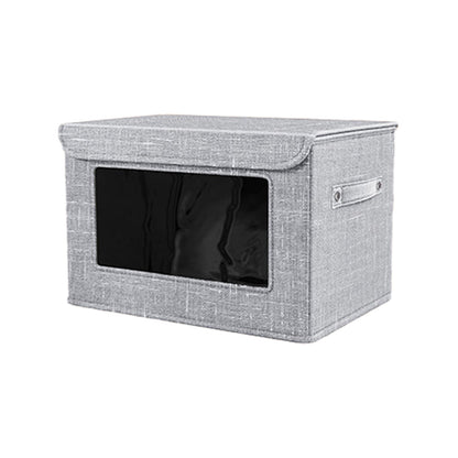 Wzzjkit Clothes Storage Bins, Foldable Storage Bin for Clothes, Clothing Storage Bins with Lid, Linen Storage Box with Clear Window＆ Zippers＆ Sturdy Handles M