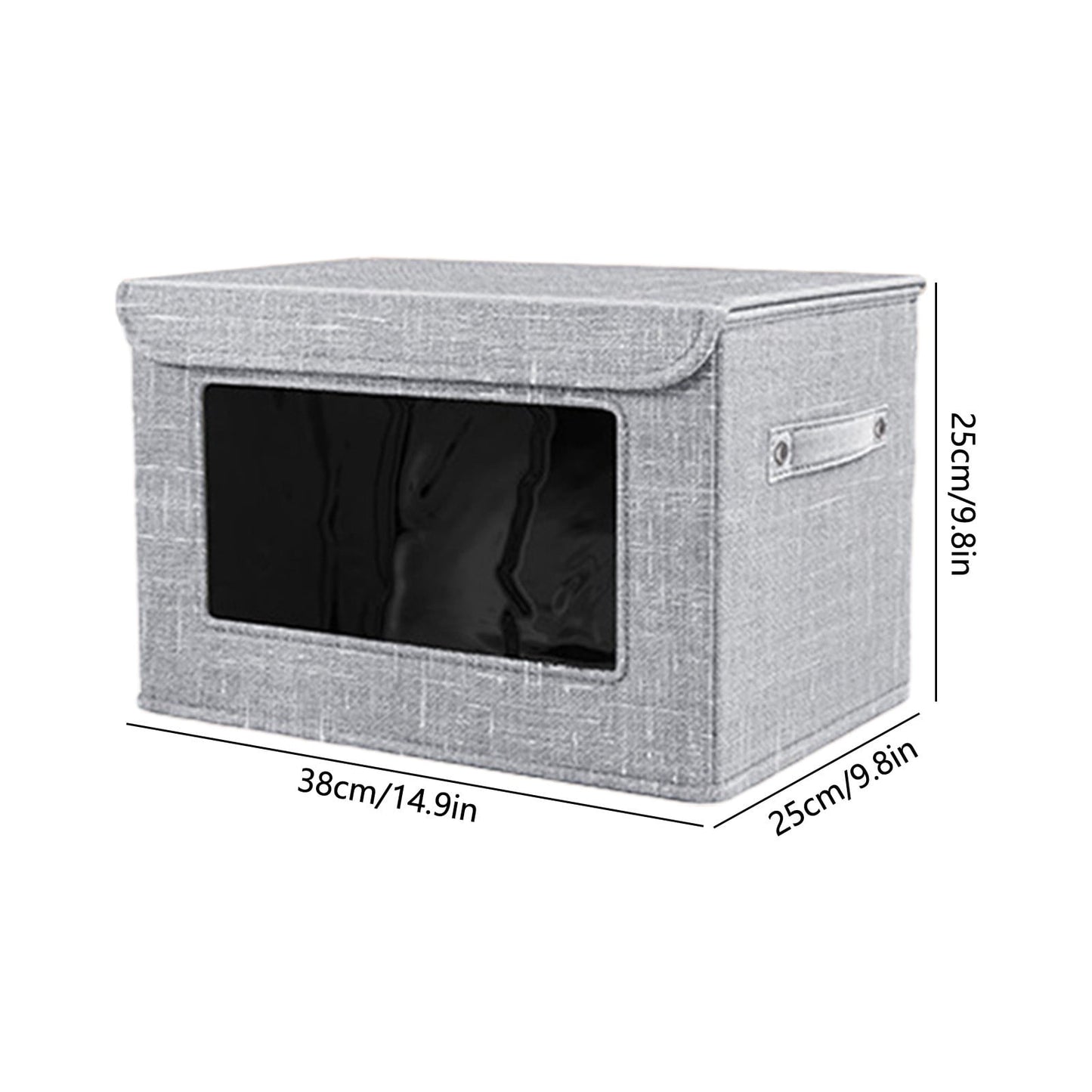 Wzzjkit Clothes Storage Bins, Foldable Storage Bin for Clothes, Clothing Storage Bins with Lid, Linen Storage Box with Clear Window＆ Zippers＆ Sturdy Handles M
