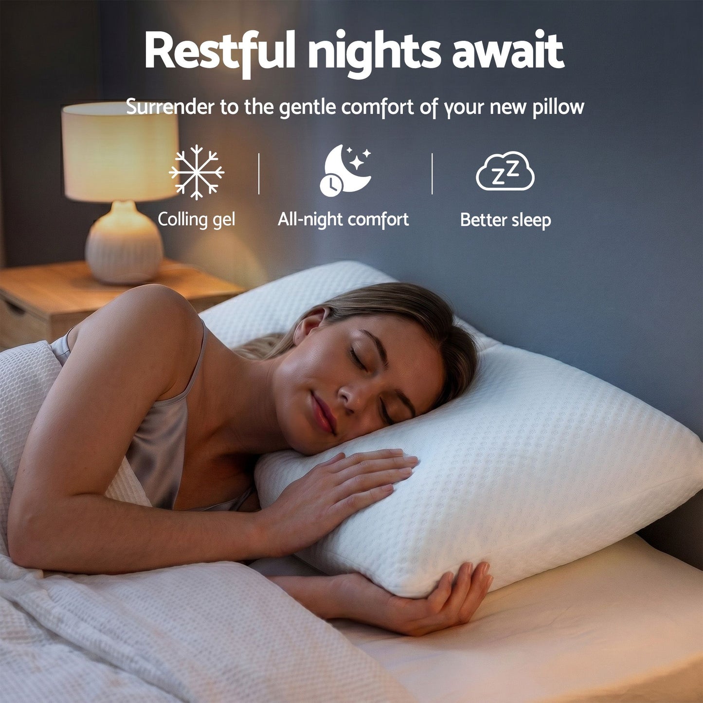 RoomSense Cooling Memory Foam Pillow Pillows 1 Pack, Anti-Flattening Bed Pillows for Hot Sleepers, Adjustable Shredded Gel Side Sleeper Pillow for Neck Support, Washable Cover, 72x50x15cm