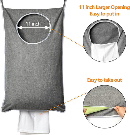 MaxiSize Family Hanging Laundry Hamper with Hooks & Zipper