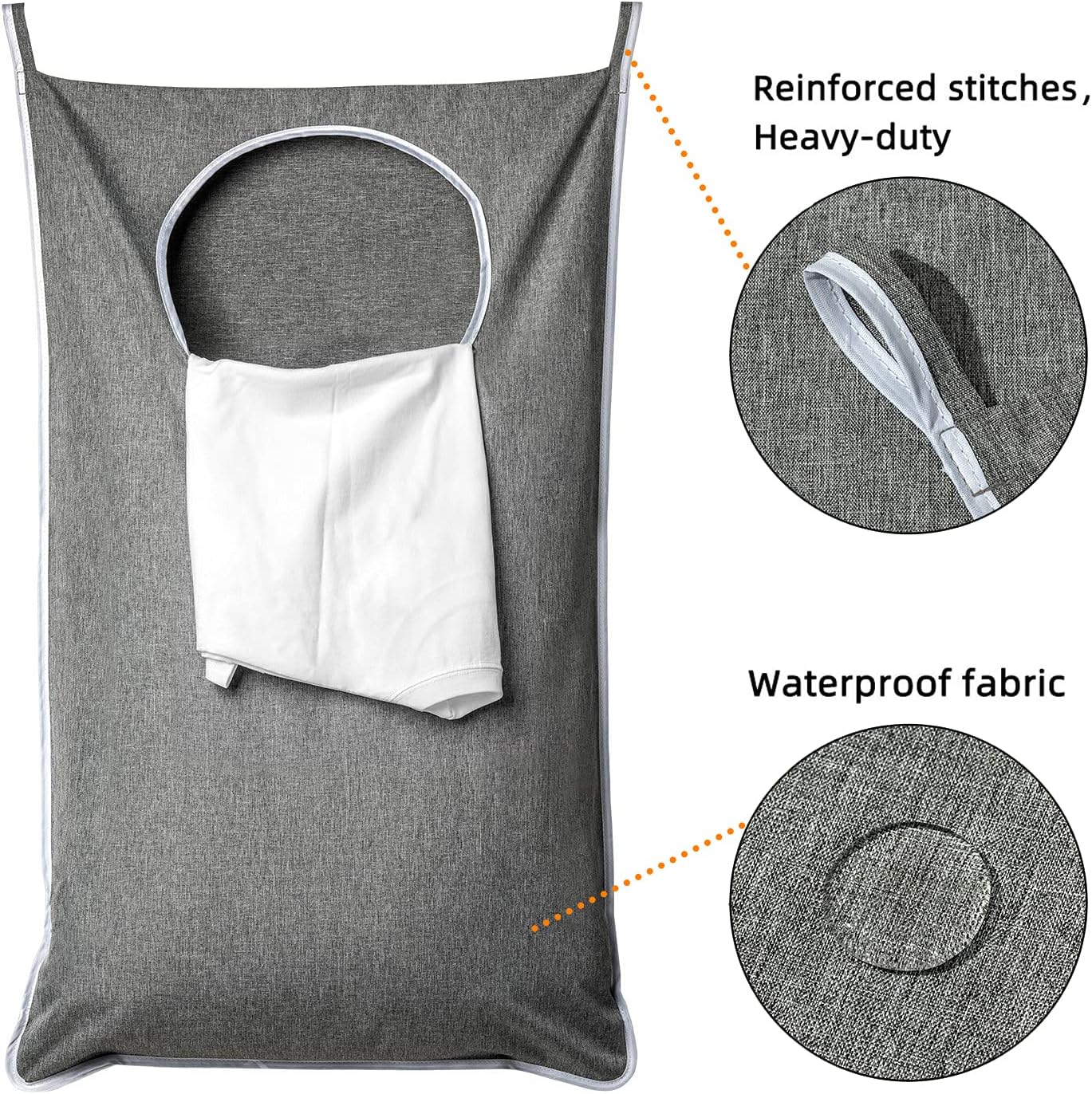 MaxiSize Family Hanging Laundry Hamper with Hooks & Zipper