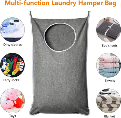MaxiSize Family Hanging Laundry Hamper with Hooks & Zipper