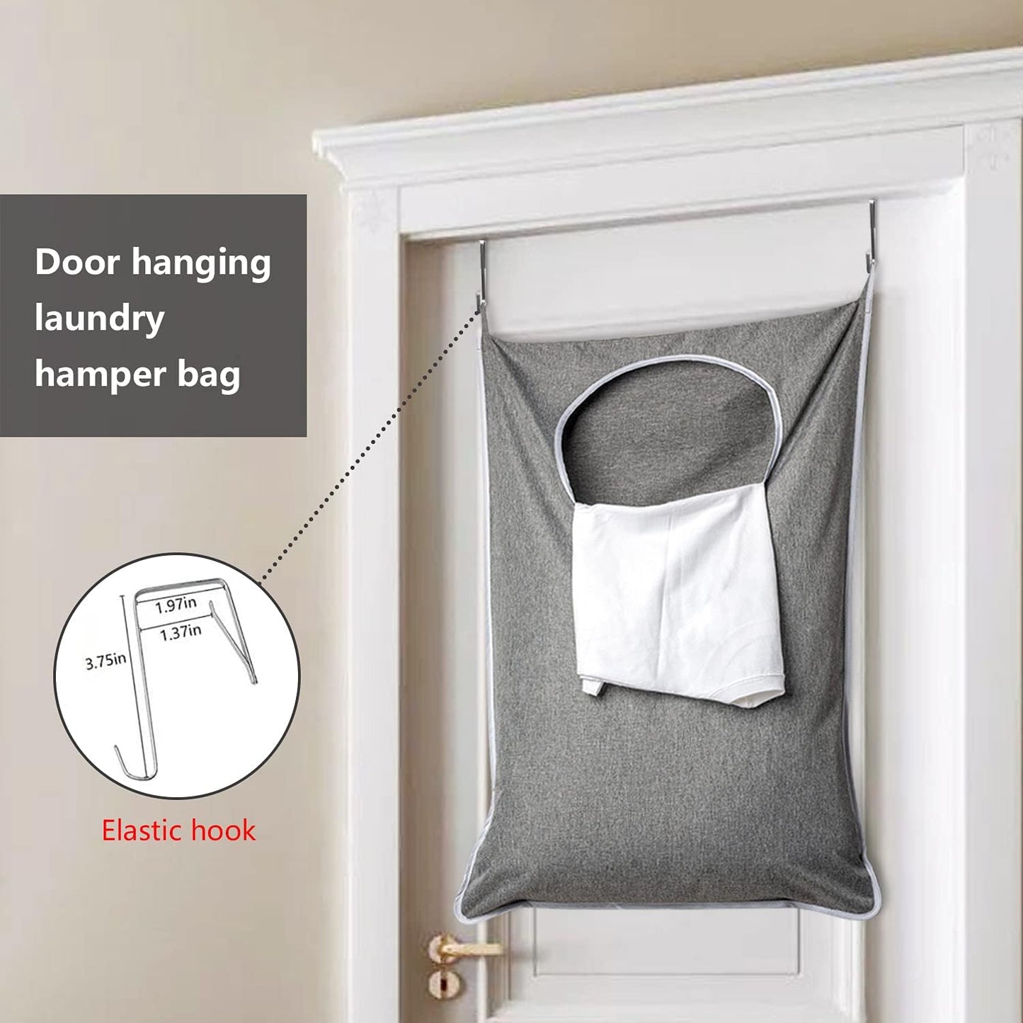 MaxiSize Family Hanging Laundry Hamper with Hooks & Zipper