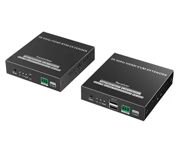 XTENDR HDMI KVM over IP Kit | 4K@60Hz | 120m over 1Gbps Network | HDMI Loop Out | Audio Out | 2x USB-A | XTR-C7KVM-HL-V2