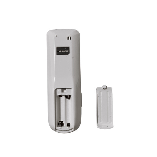 White replacement air conditioner remote control with battery cover removed