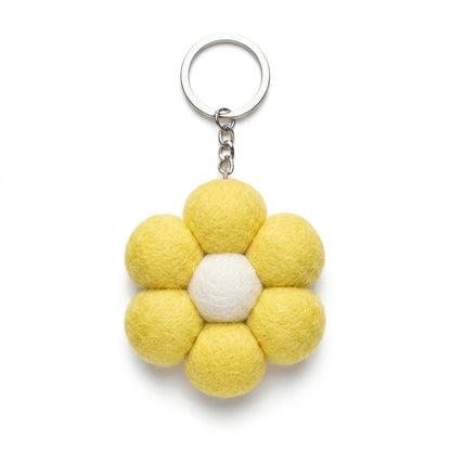 Handmade Wool Felt Large Flower Keyring