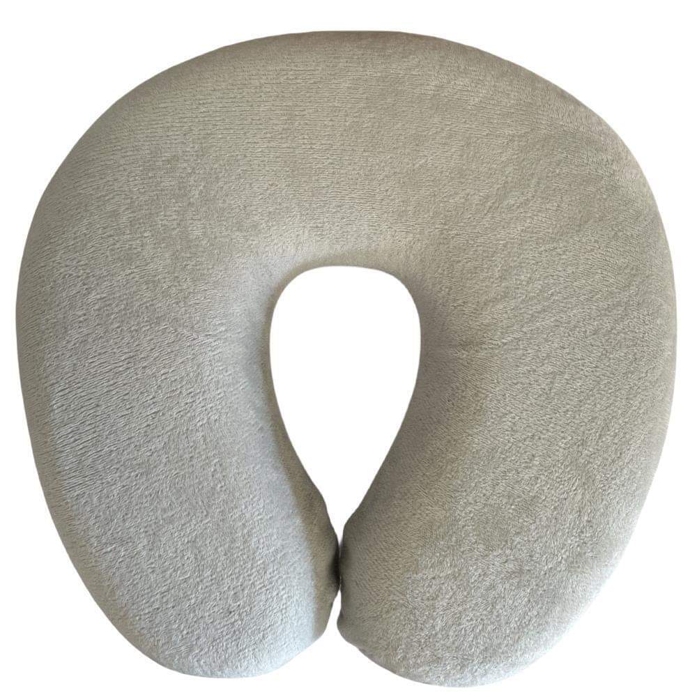 U-shaped travel neck support foam pillow, light gray fabric