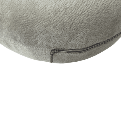 U-shaped travel neck support pillow with zipper on outer cover, light gray