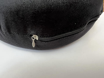 U-shaped travel neck support pillow with zipper on outer cover, dark gray