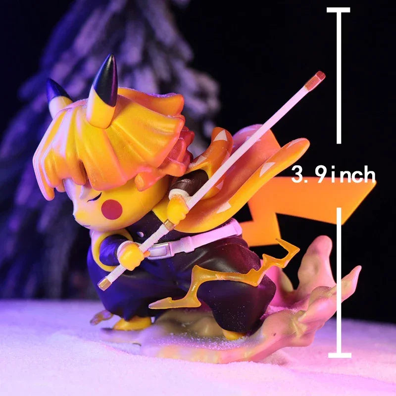 Zenitsu Agatsuma Figure Cosplaying as Pikachu | 10cm PVC Anime Statue | Kimetsu no Yaiba Collectible