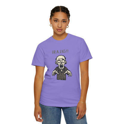 Pixel Zombie 'BRAINS!!' T-Shirt  By Aprasi