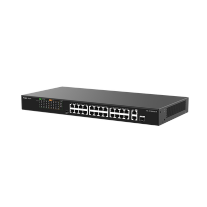 Ruijie Reyee RG-ES126FGS-LP 26-Port Unmanaged PoE Switch | 24 PoE+ Ports | 2 Gigabit Uplink Ports | 1 SFP Combo Port | 180W PoE Budget
