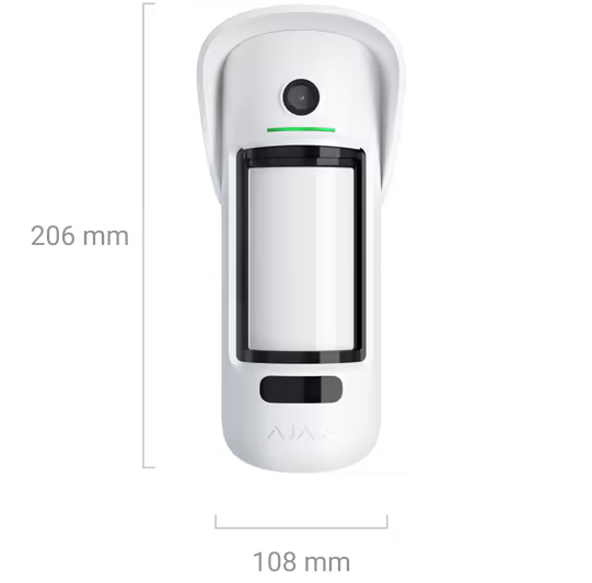 AJAX#45854 Ajax MotionCam Outdoor (PhOD) Jeweller with Hood Wireless Outdoor Motion Detector with Advanced Photo Verification White