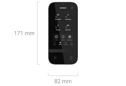 AJAX#81718 Ajax Superior KeyPad TouchScreen Fibra Wired Touchscreen Keypad with Contactless Access – White / Black